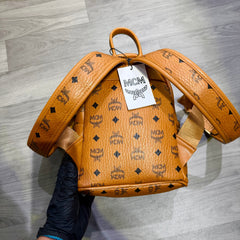 WOMEN BAGS - MCM Stark Backpack Mini in Visetos Cognac