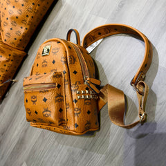 WOMEN BAGS - MCM Stark Backpack Mini in Visetos Cognac